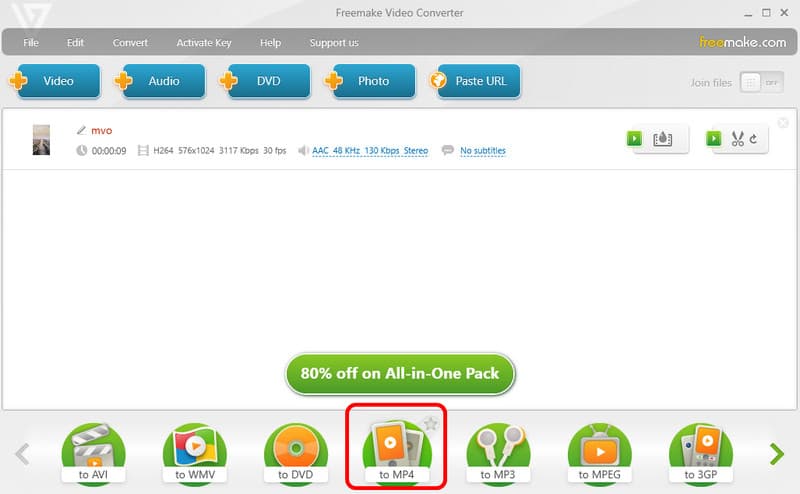 MOV を MP4 に変換 – Freemake