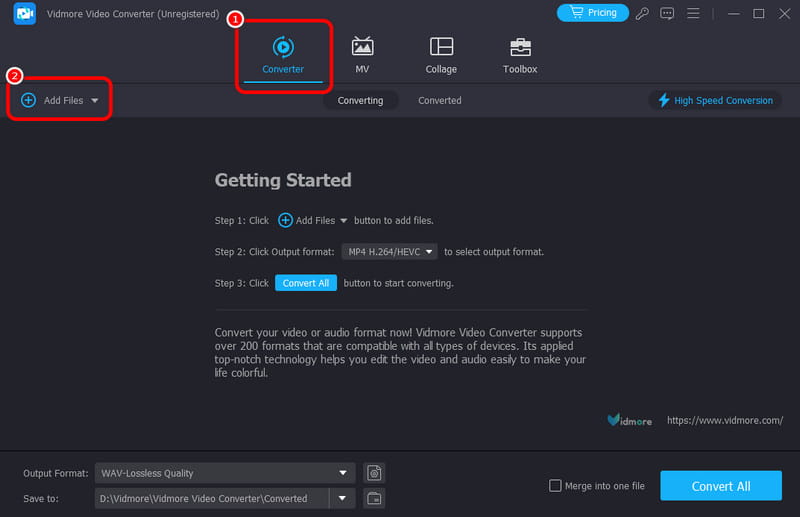 コンバーターメニューでWAVファイルを追加