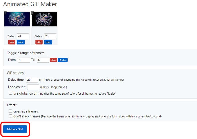 Make a GIF ボタンをクリック