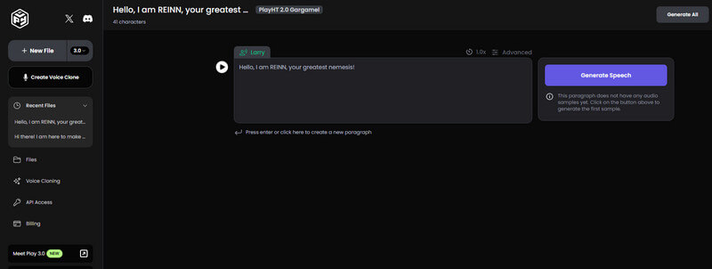 PlayHT キャラクター向けAIボイスジェネレーター