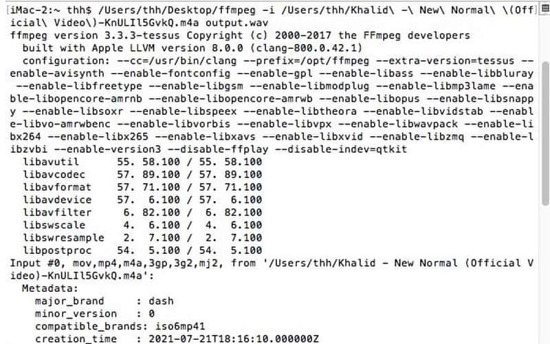 YouTube を WAV に変換するコマンドツール