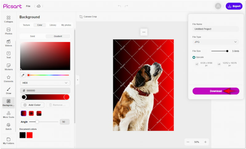 変更した背景をダウンロード