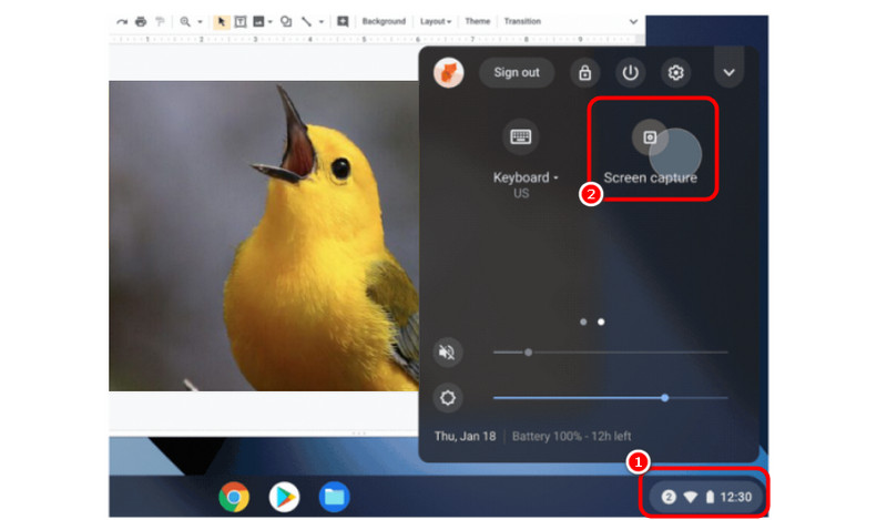Chromebookのスクリーンショット用クイック設定