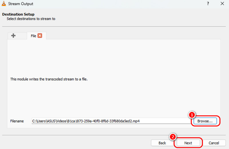 参照オプションにチェック 次へ VLC