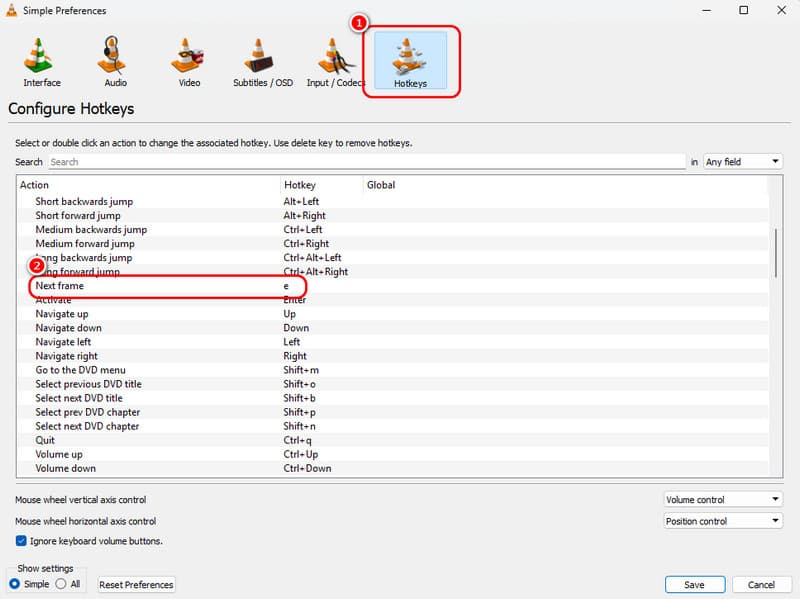 VLC でショートカットキーを変更