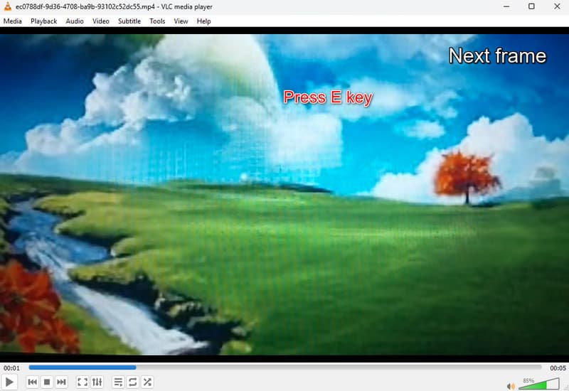VLC で E キーを押す