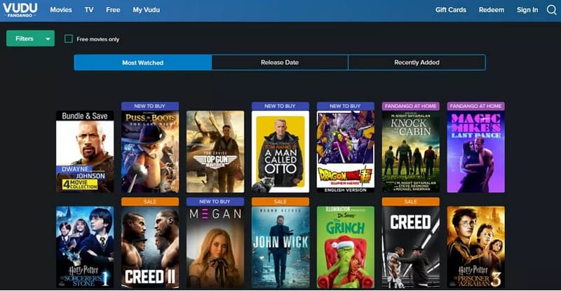 Vudu 無料映画サイト