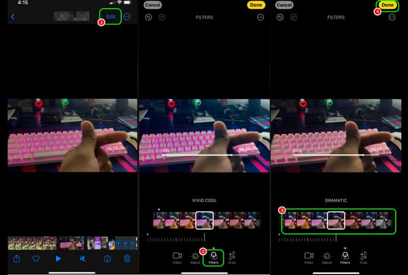 写真アプリ 動画 フィルター追加