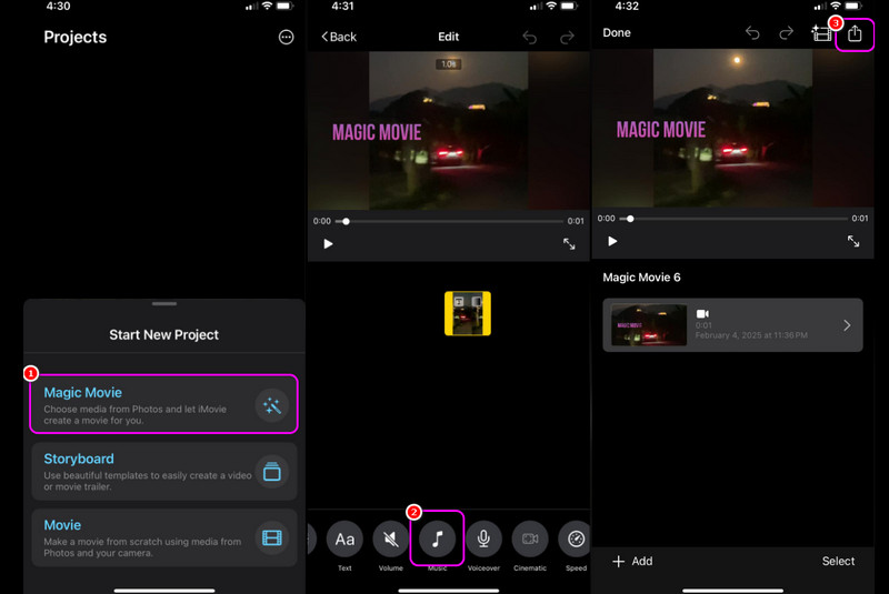 iMovie 動画に音楽追加