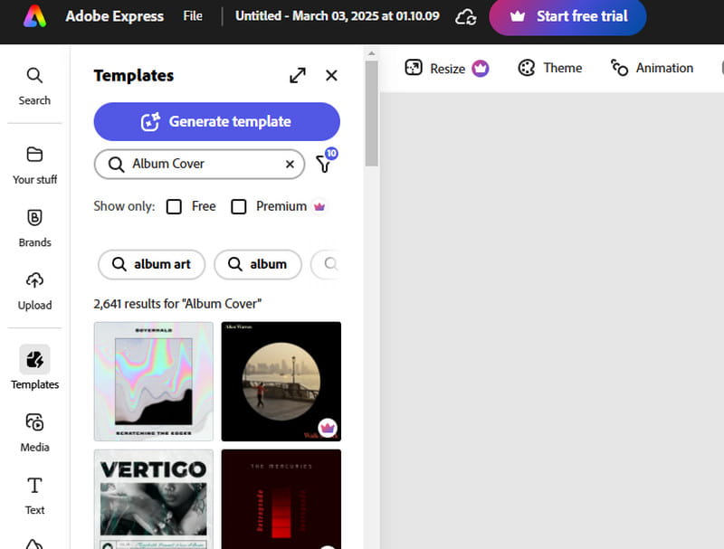 Adobe Express アルバムカバー・メーカー