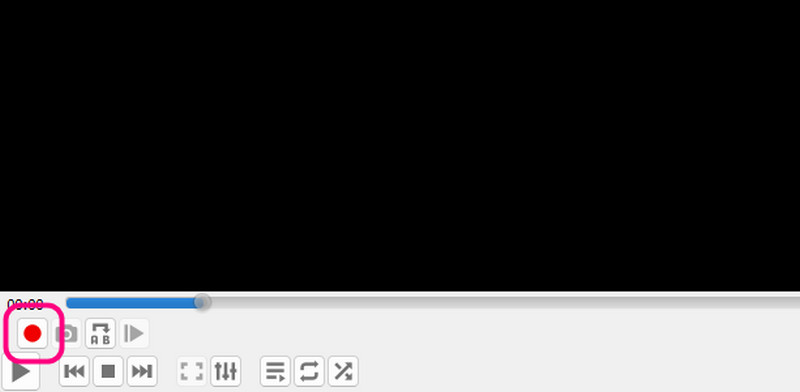 VLC 赤いボタンをクリック