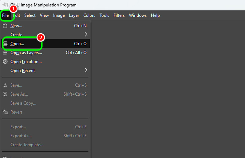 GIMPでファイルを開く