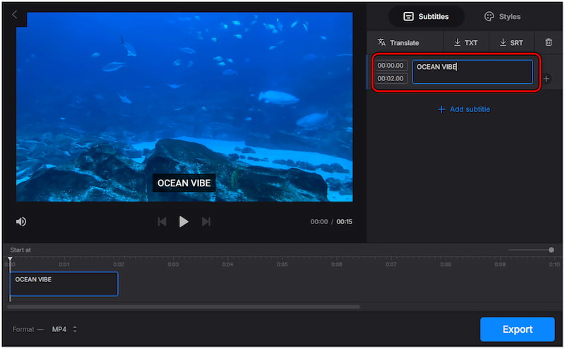 字幕を入力してカスタマイズ