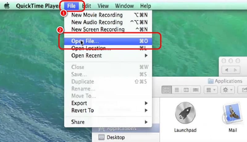 QuickTime Playerを起動する　ファイル　QuickTime Player