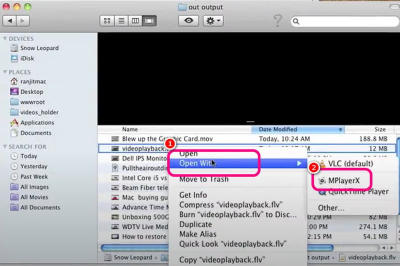 MPlayerX で WMV を開く