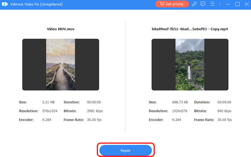 Vidmore で動画を修復する