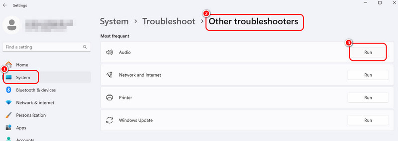 オーディオのトラブルシューティングを実行する