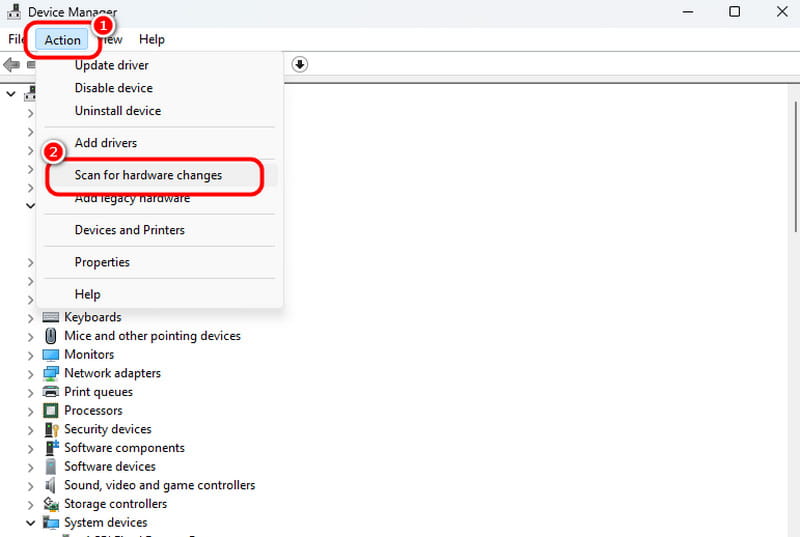 ハードウェアの変更をスキャンする