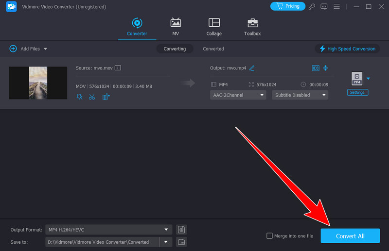 Vidmore「すべて変換」ボタン