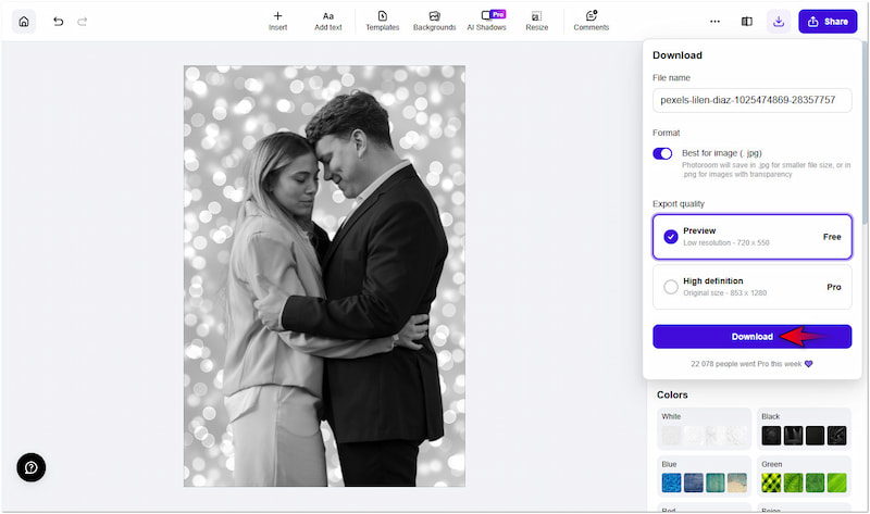 置き換えた背景をダウンロード