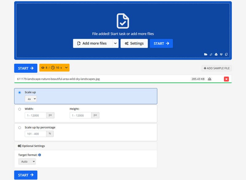 Img2go AI画像アップスケーラー