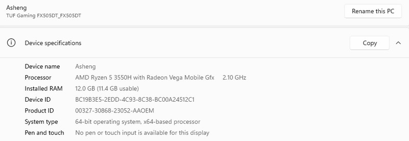 パソコンのスペックを確認
