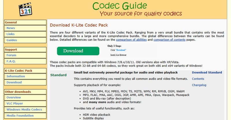 コーデック拡張機能のインストール