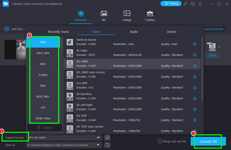 動画の形式変換・保存 Vidmore