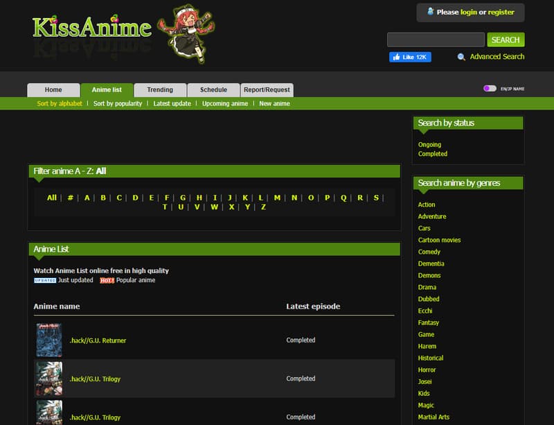 KissAnime でアニメを見る