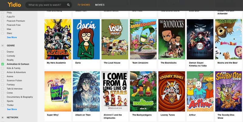 Yidio でアニメを見る