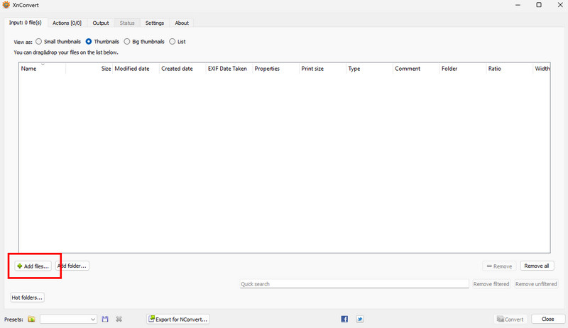 ファイルを追加 Xnconvert