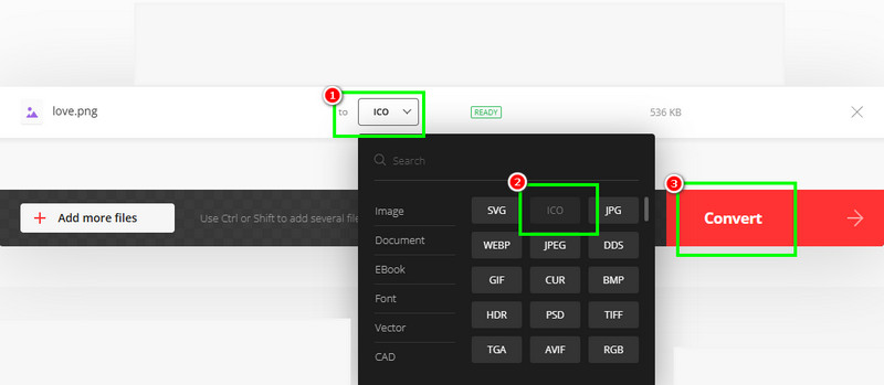 フォーマット Ico 変換 Convertio