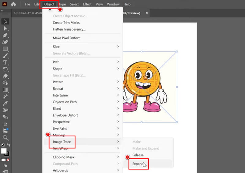 オブジェクト 画像トレース 分割・拡張 Illustrator