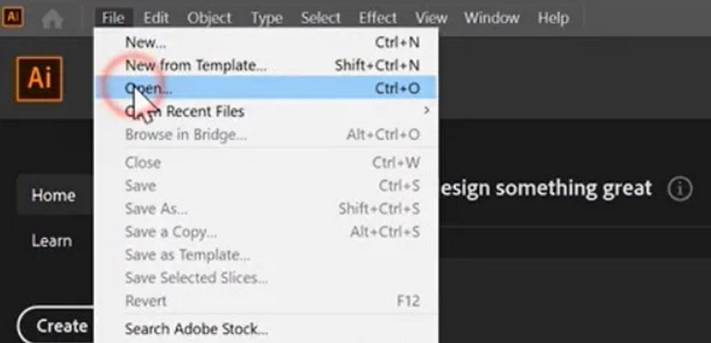 Illustrator Open（Illustrator を開く）