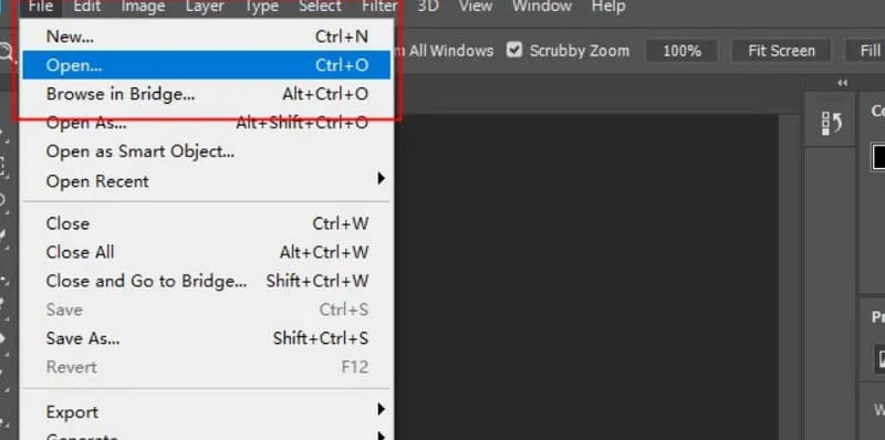 Photoshop Open（Photoshop を開く）