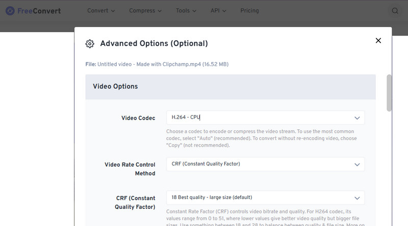FreeConvert 動画圧縮ツール