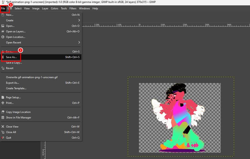 リサイズしたGIFを保存 GIMP