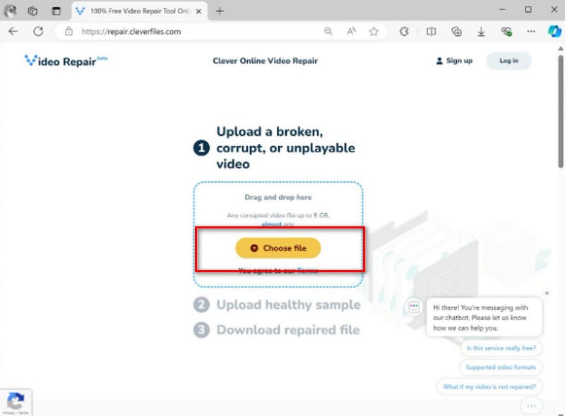 オンライン修復 壊れた動画をアップロード