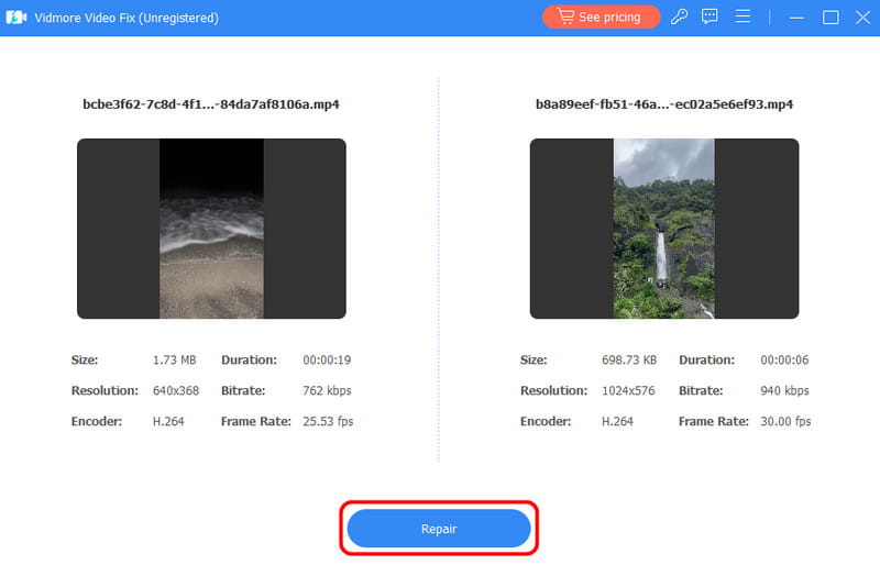Vidmore で修復を実行する