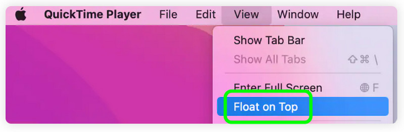 QuickTimeの「最前面に固定」表示