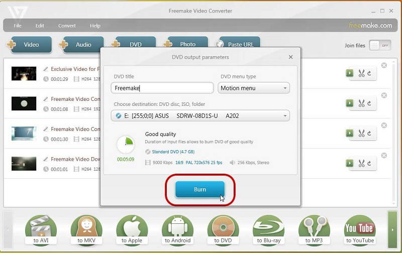 MKVを書き込む Freemake