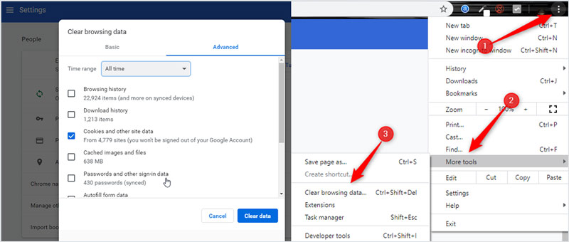 Chrome で閲覧データを削除