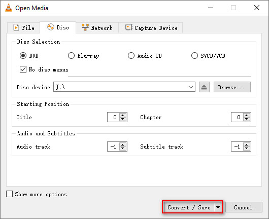 ディスクの選択