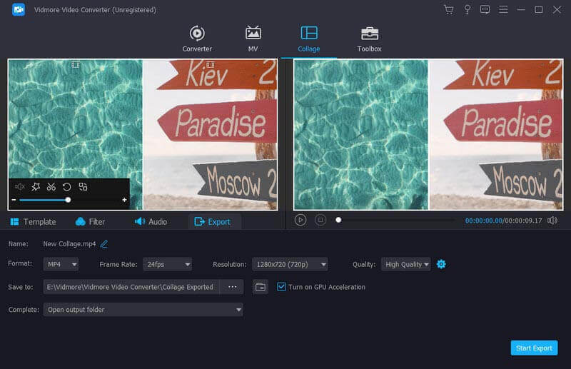 YouTube動画コラージュを書き出し