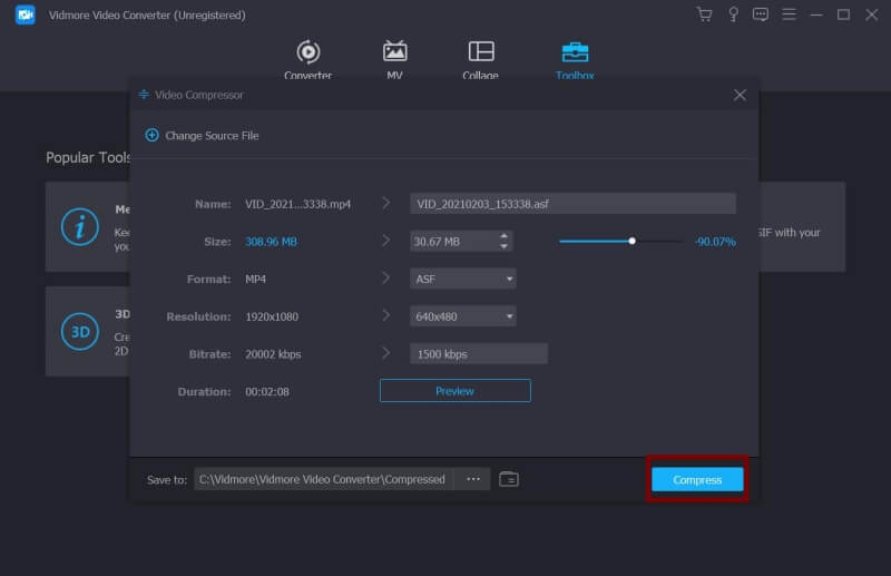 動画をプレビューして圧縮する