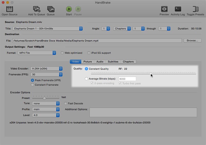 HandBrake の画質コントロール