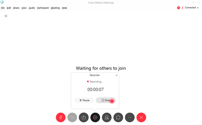 Webex ミーティングの録画を停止