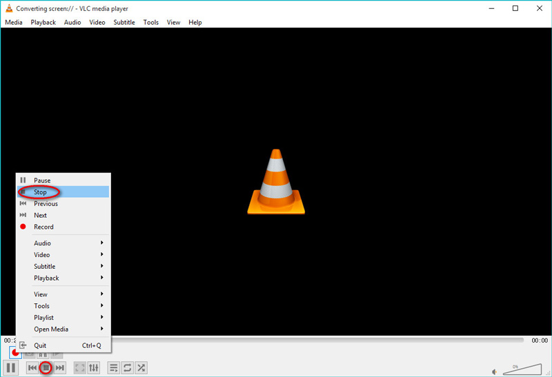 VLC 画面録画を停止