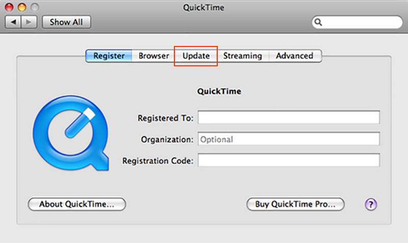 QuickTime をアップデートする