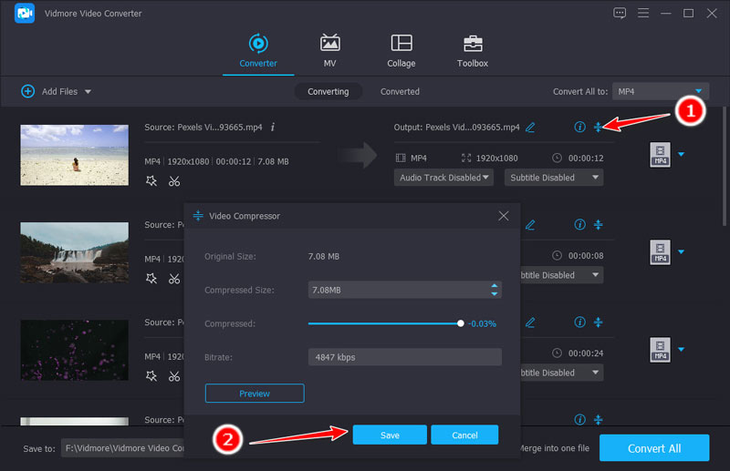 1 本の動画ファイルサイズを調整